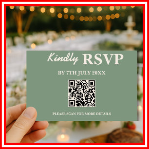 Mariage Vert Sauge Carte de réponse QR Code
