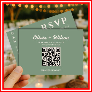 Mariage Vert Sauge Carte de réponse QR Code