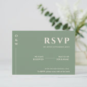 Mariage Vert Sauge | Carte de réponse QR Code (Debout devant)
