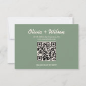Mariage Vert Sauge | Carte de réponse QR Code (Dos)