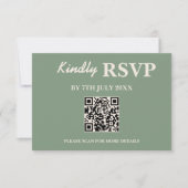 Mariage Vert Sauge | Carte de réponse QR Code (Devant)