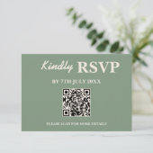 Mariage Vert Sauge | Carte de réponse QR Code (Debout devant)