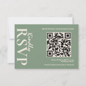 Mariage Vert Sauge | Carte de réponse QR Code à jo (Devant)