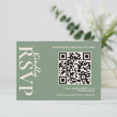 Mariage Vert Sauge | Carte de réponse QR Code à jo (Debout devant)
