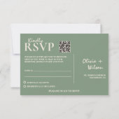Mariage Vert Sauge | Carte de réponse QR Code à jo (Dos)
