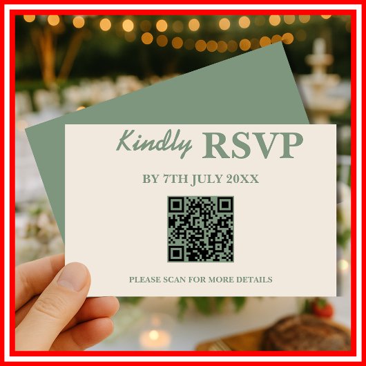 Mariage Vert Sauge | Carte de réponse QR Code incl