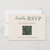 Mariage Vert Sauge | Carte de réponse QR Code incl (Devant)