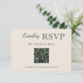 Mariage Vert Sauge | Carte de réponse QR Code incl (Debout devant)
