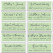 Mariage vert Script Étiquette de adresse invité (Devant)