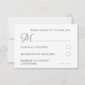Mariage vert simple Sage moderne RSVP (Dos)