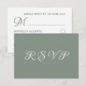 Mariage vert simple Sage moderne RSVP (Devant / Derrière)