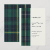 Mariage Vert Tartan Save The Date (Devant / Derrière)
