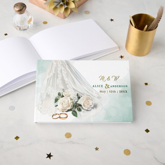 Mariage vert Trenby Bride Veil (Recto ouvert)