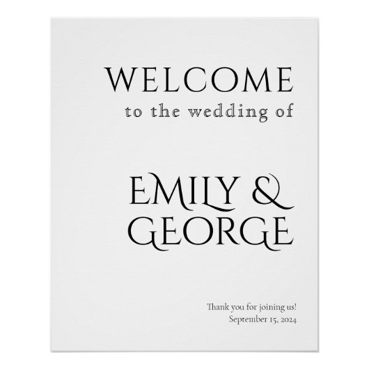 Mariage vertical classique simple Affiche de bienv (Devant)