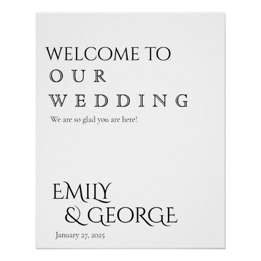 Mariage vertical classique simple Affiche de bienv (Devant)