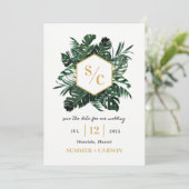 Mariage Vibe Tropical Enregistrer La Carte Date (Debout devant)