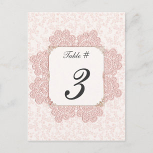 Mariage victorien rose Shabby Cartes Numéro de tab