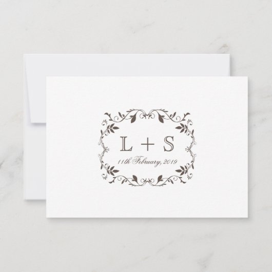 Mariage victorien vintage élégant RSVP (Dos)
