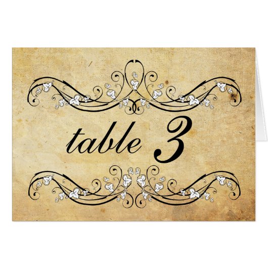 Mariage victorien vintage Numéro de table (Devant Horizontal)
