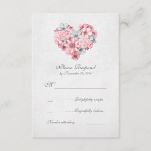 mariage vintage à coeur floral rose RSVP