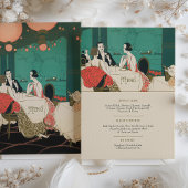 Mariage vintage Art déco Menu Carte Dîner Scène