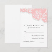 Mariage vintage blanc dentelle rose RSVP (Devant / Derrière)