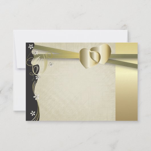 Mariage vintage Classy Gold Heart - RSVP (Dos)