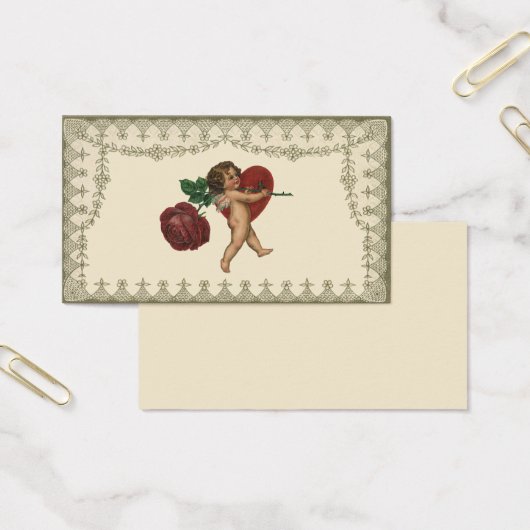 Mariage vintage, Cupidon avec Rose rouge et Coeur (Bureau)