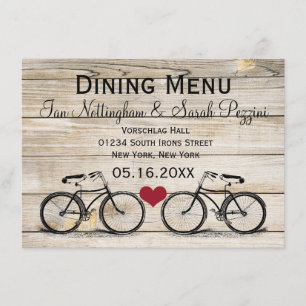 Mariage vintage de bicyclette dinant des cartes de