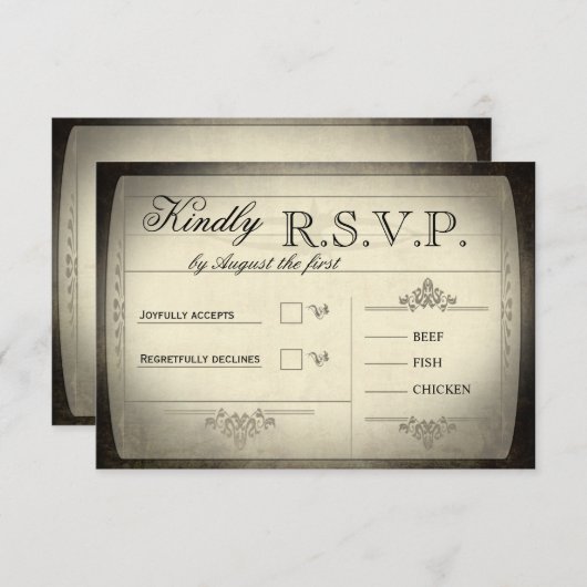 Mariage vintage de billets RSVP (Devant / Derrière)