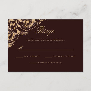 Mariage vintage de la Bourgogne Florale en or RSVP