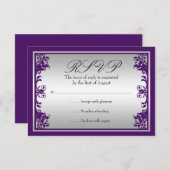Mariage Vintage de poule d'argent violet RSVP (Devant / Derrière)