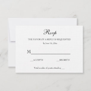 Mariage vintage élégant RSVP Doux lin blanc
