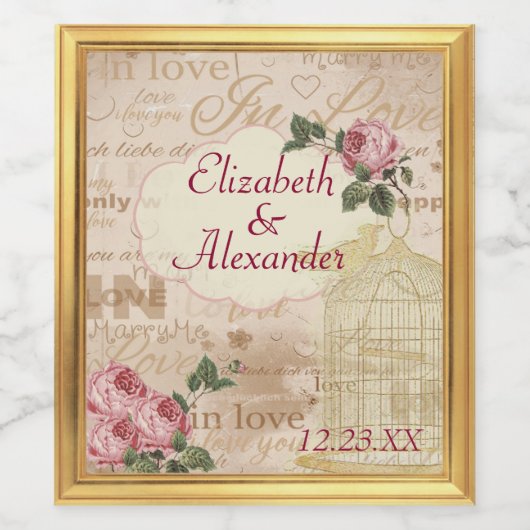 Mariage vintage Étiquette de bouteille de vin pers (Étiquettes simples)