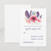 Mariage vintage Floral Boho RSVP (Devant / Derrière)
