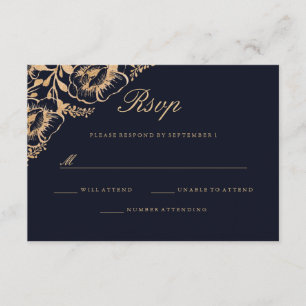 Mariage vintage Floral de la Marine d'or RSVP