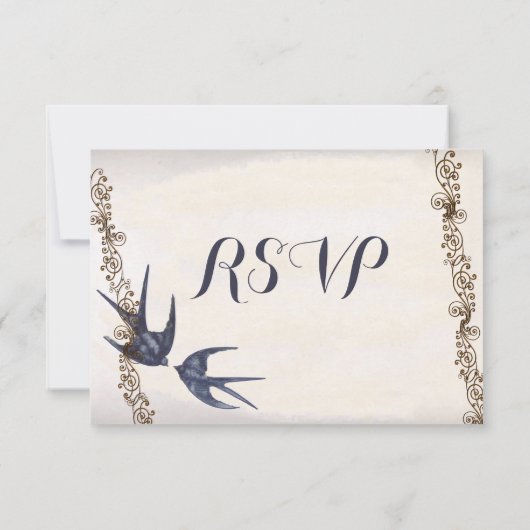 Mariage vintage Inséparable Marine RSVP (Dos)