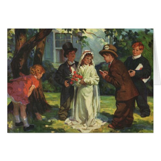 Mariage vintage, les enfants font semblant Mariée  (Devant horizontal)