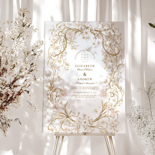 Mariage Vintage romantique à cadre Floral Or
