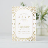 Mariage vintage romantique et élégant or RSVP (Debout devant)