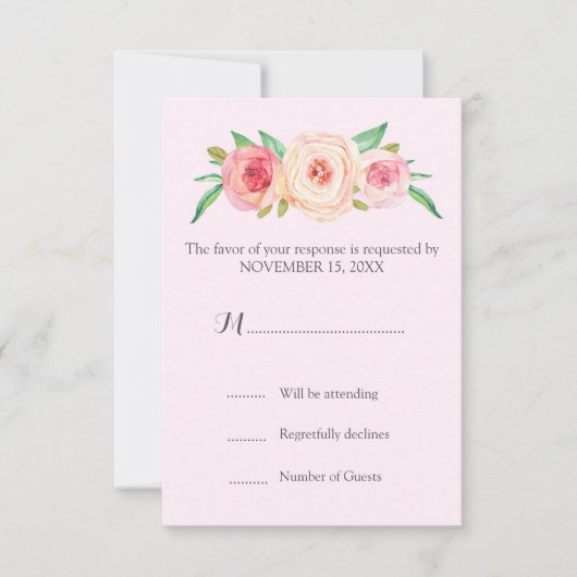 Mariage Vintage rose vif RSVP (Devant)