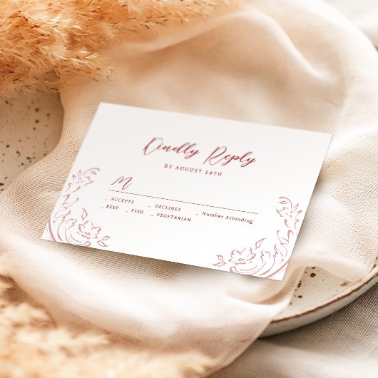 Mariage Vintage rouge rose Croisé RSVP