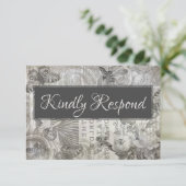 Mariage Vintage RSVP Gris Antique & Blanc (Debout devant)
