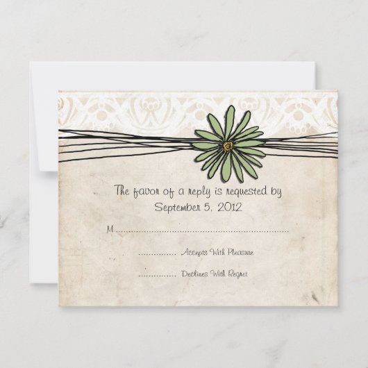 Mariage vintage Sage Daisy RSVP (Devant)