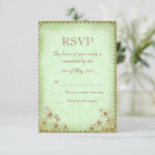 Mariage vintage vert floral RSVP (Debout devant)