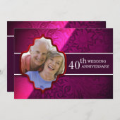 mariage violet anniversaire invitations photo (Devant / Derrière)