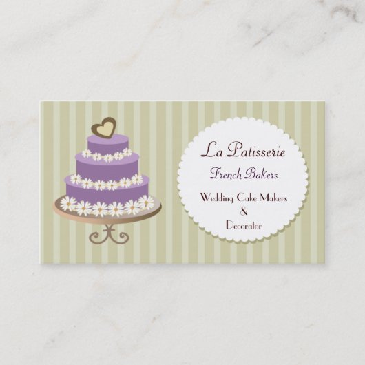 mariage violet Cake fabricants cartes de visite (Devant)