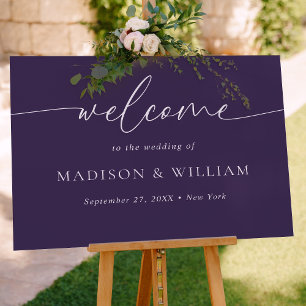 Mariage violet de script minimal moderne Affiche d