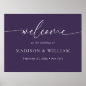 Mariage violet de script minimal moderne Affiche d (Devant)
