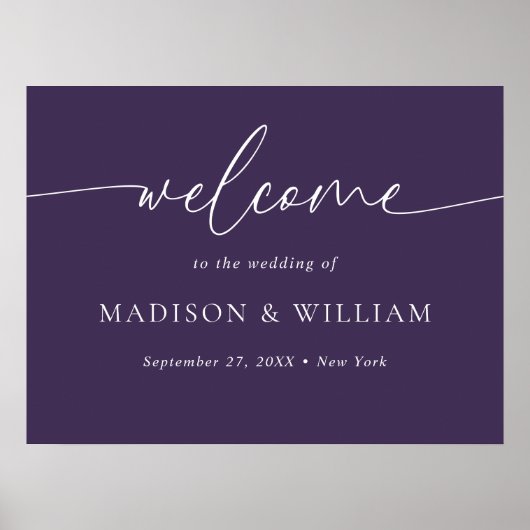 Mariage violet de script minimal moderne Affiche d (Devant)